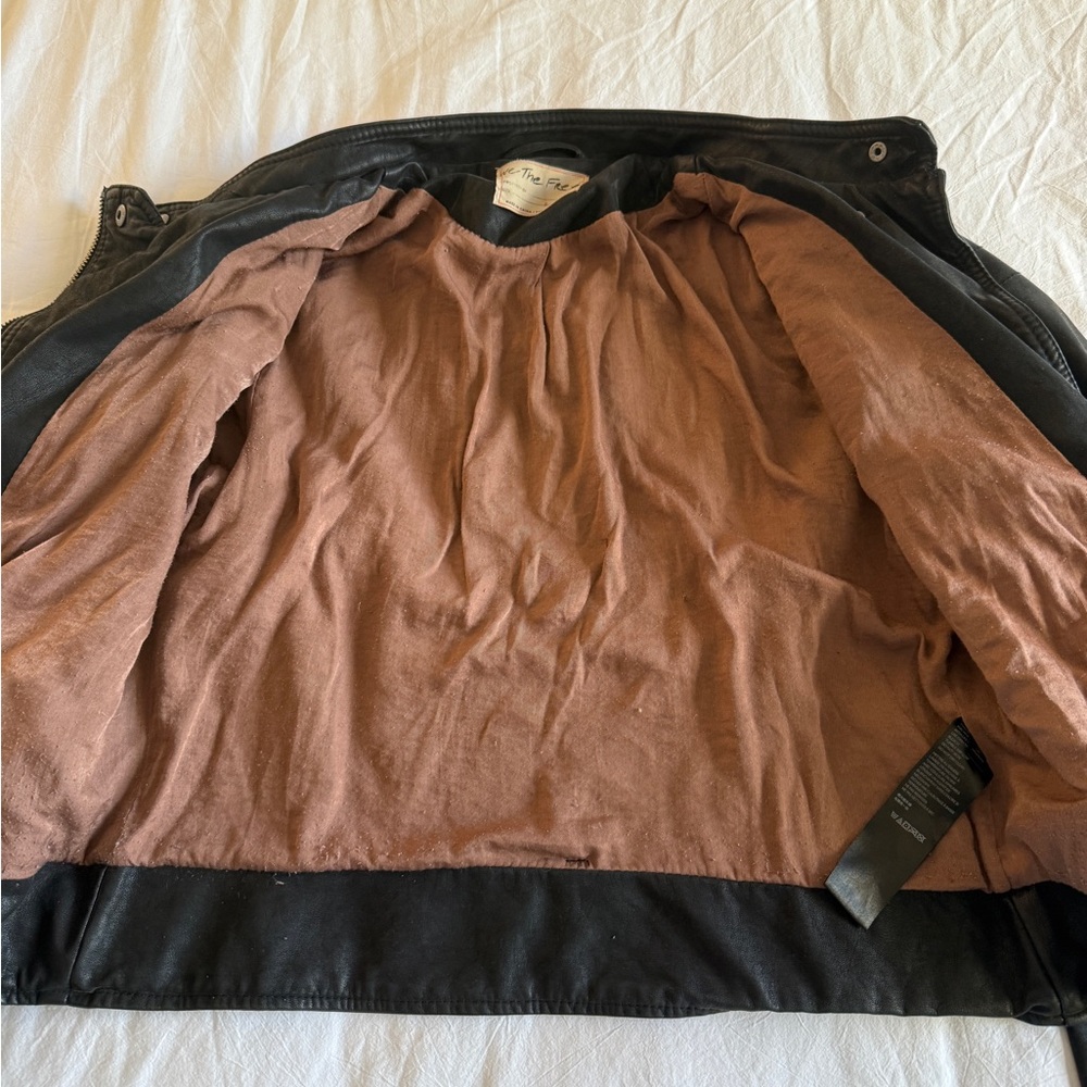 We The Free Black Leather Moto Jacket - Picture 3 of 8